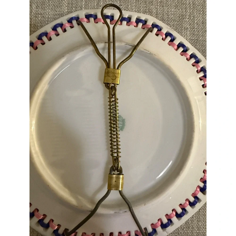 🍓 Vintage Bavaria Porcelain Ribbon Laced Wall Pocket Plate | Fruit 7